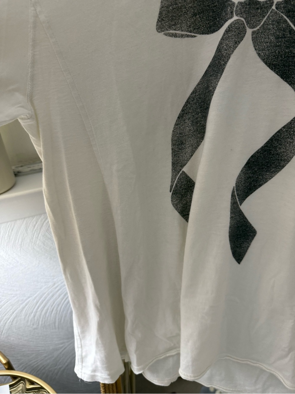 aerie Cream Ribbed-Neck Tee with Subtle Logo - Picture 4 of 16